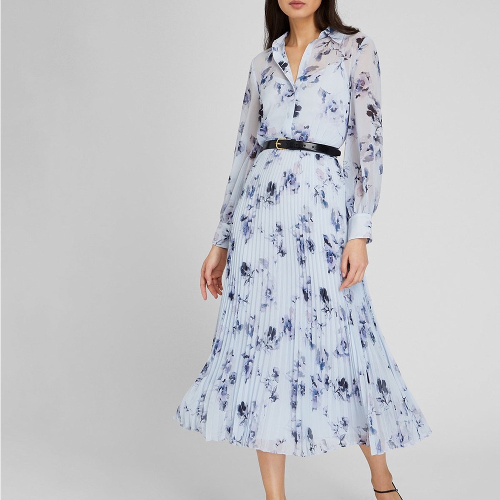 NWT Club Monaco Pleated Maxi Shirtdress